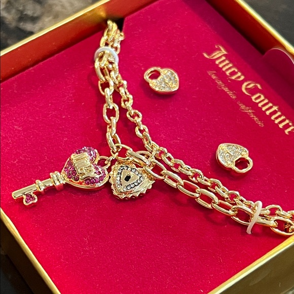 Juicy Couture Gold and Pink Heart Lock & Key Necklace Set - Picture 5 of 9
